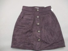 NWT MAURICES Size 2 Womens Burgundy Button Up Pocket A-Line Short Skirt 190