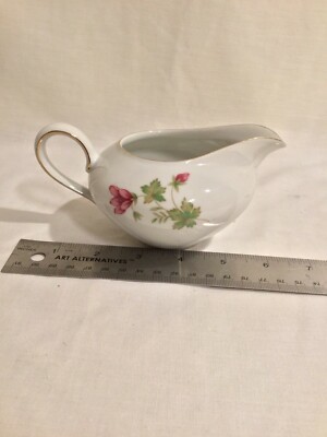 R KPM Krister Pink Rose Creamer with Gold Trim made In Germany