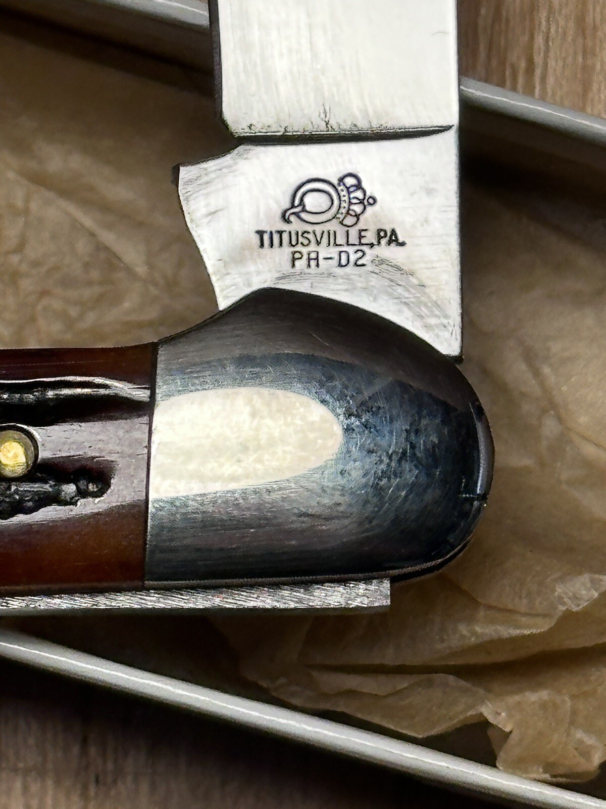 QUEEN TOOL STEEL 41 COPPERHEAD KNIFE, PH D2 AMBER STAG/BONE eBay