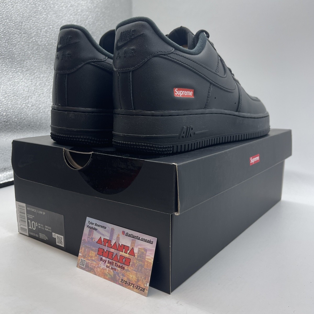 Size 10.5 - Nike Air Force 1 Low x Supreme Box Logo Black Size 10.5 - Nike Air Force 1 Low x Supreme Box Logo Black