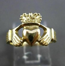 ESTATE LARGE 14KT YELLOW GOLD 3D IRISH CLADDAGH LOVE FRIENDSHIP RING 11mm 24484