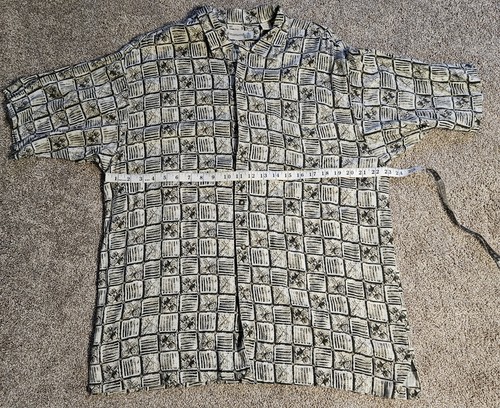 Vintage Camicia Sears Fieldmaster floreale a righe tiki manica corta uomo L - Foto 3 di 5