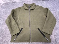 Women's Ibex 100% Boiled New Wool Full Zip Jacket Green XL NICE CONDITION USA