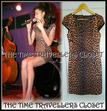 WAREHOUSE Black Tan Sexy Leopard Short Mini Bodycon Dress ASO Amy UK 8 36 4