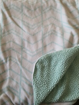 Circo Mint Green White Baby Blanket Sherpa Chevron Aqua Blue Zig Zag Security