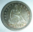 1854 Seated Liberty Quarter EF?