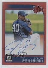 2018 Panini Donruss Optic Red Prizm 50/50 Justus Sheffield #RPS-JS Auto l5w