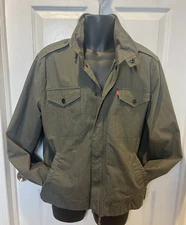 Vintage Levi's Mens Military Style Jacket Size Medium Olive Green