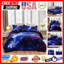 Galaxy 6Pcs Bedding Sets Outer Space Comforter Bed in a Bag 3D Printed Quilt,...