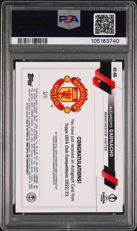 2022 Topps UCC 1st Ed. Red Auto Alejandro Garnacho RC /5 #AG PSA 10 - Image 2 of 2