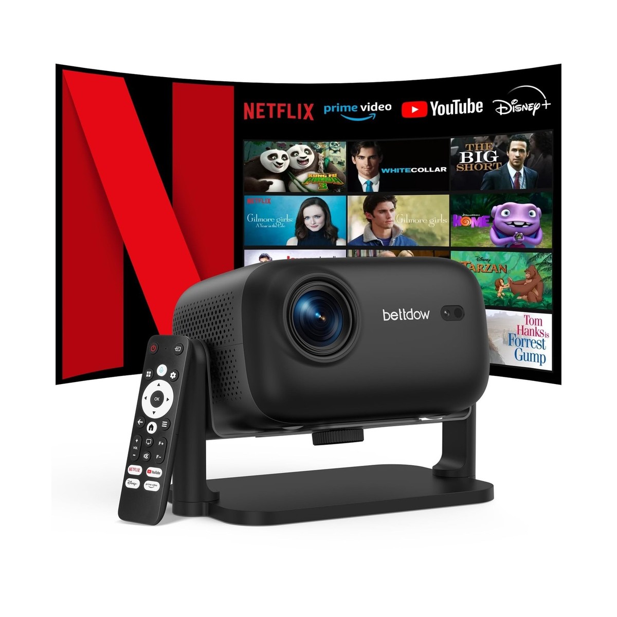 Netflix Officially Licensed Projector,BETTDOW Closed-Design