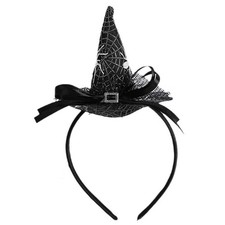 ROMODIYA Halloween Witch Hat Headband Black Spider Web Hairband