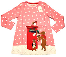 Mini Boden Festive Scene Appliqu Tunic Pink Pin Spot Dogs NWT New 7-8