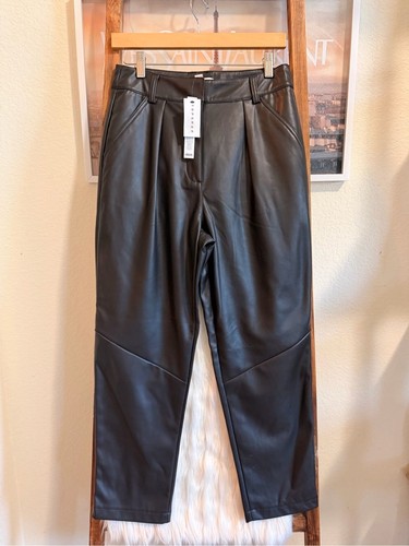 Topshop Faux Leather Paneled Trousers Black NWT