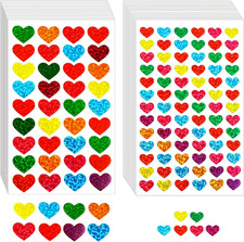 3420PCS Heart Shaped Glitter Stickers,Colorful Self-Adhesive Love Stickers for S