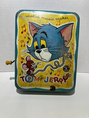 Vintage Tin Mattel Tom & Jerry Music Box Toy 1965