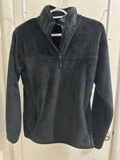 Eddie Bauer Black Quarter Fleece Zip Pullover with Pockets. Size Small Women.