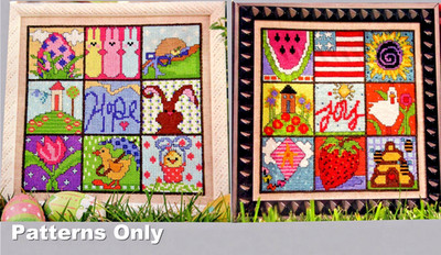 Spring Hope Flower Bunny Summer Joy Flag Berry Beehive CROSS STITCH PATTERNS