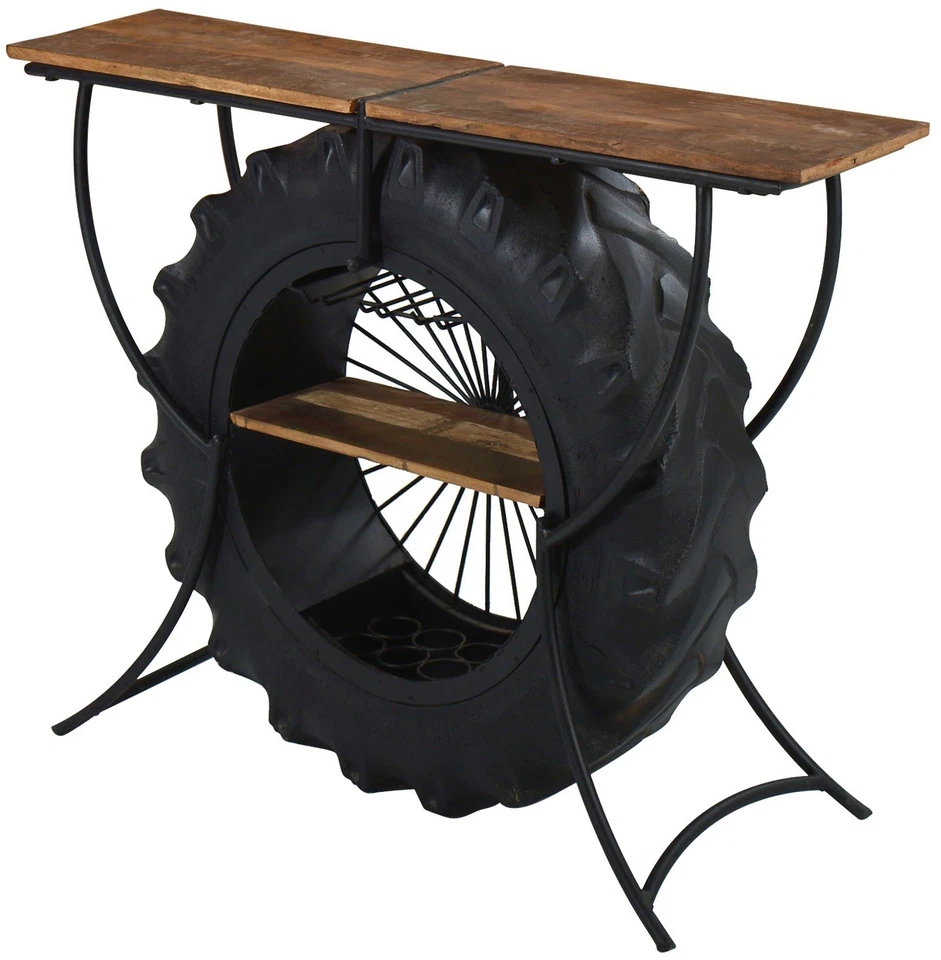 Consola de barra de neumáticos para camión industrial Man Cave 64” contador de metal y madera recuperado Foto 2 de 4