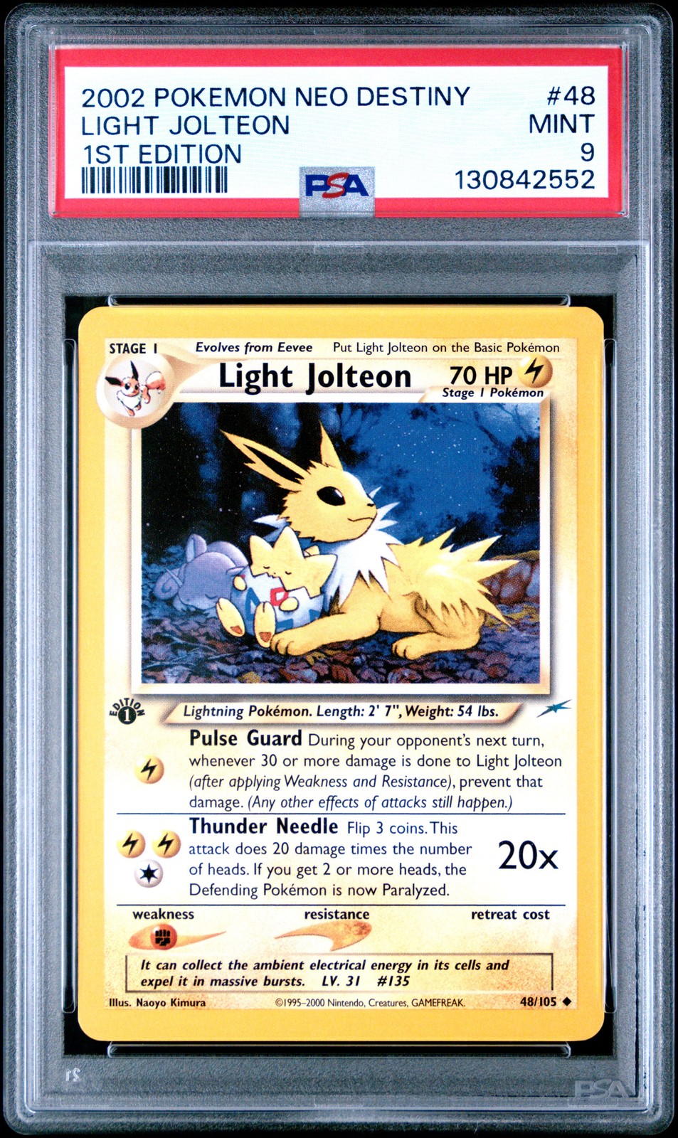 2002 POKEMON NEO DESTINY 1ST ED #48 LIGHT JOLTEON PSA 9