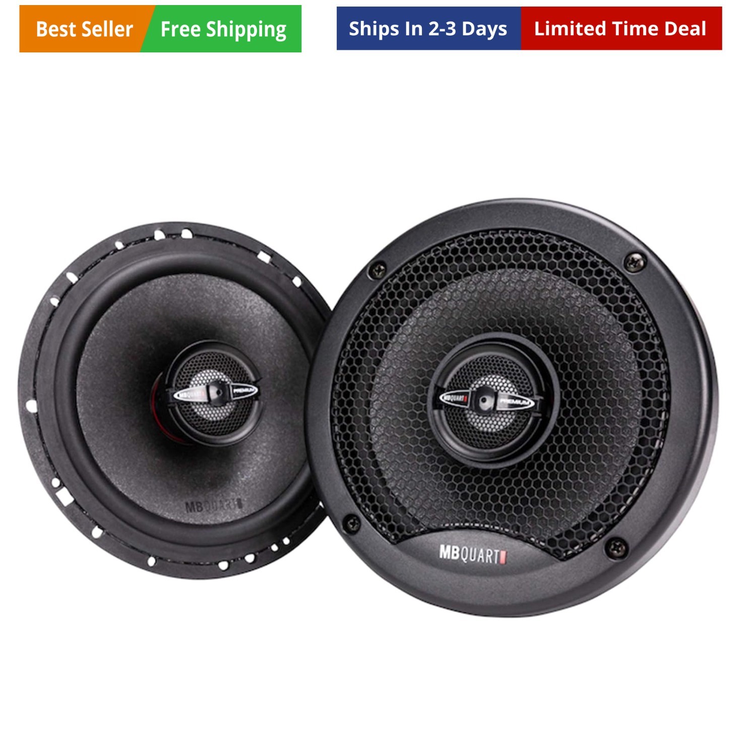 Black, Pair &ndash; 6.5 Inch Coaxial Speaker System, 220 Watt, 2