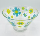 Vtg Mod Libbey or Anchor Hocking Salad Serving Chip Bowl MCM Flower Power Atomic