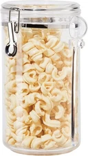 Oggi Clear Canister Airtight 72oz - Clamp Lid & Spoon 72 Fluid Ounces, 