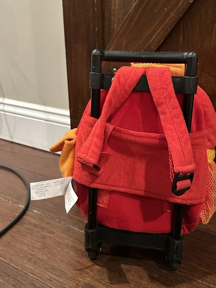 Mochila de pelúcia Sesame Street Elmo carrinho feliz sobre rodas animal aventura pequena - Imagem 3 de 4