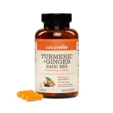 NatureWise Turmeric Curcumin + Ginger 2400 mg - Ultra High Curcuminoids 2100 ...