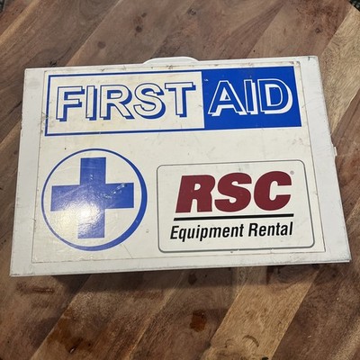 Vintage RSC Equipment Rental First Aid Kit Metal Hanging, Fully Stocked HEAVY