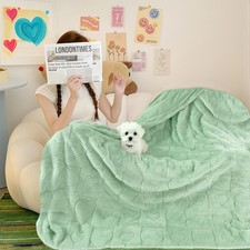 Faux Fur Throw Blanket Ultra Soft Plush Fluffy Blanket for Couch, Bed, Sofa -...