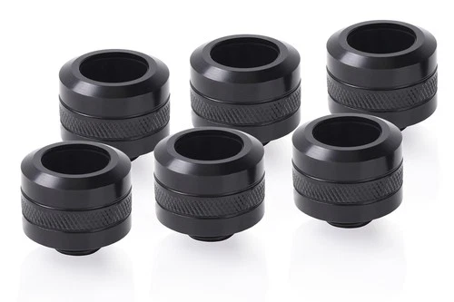 Alphacool Eiszapfen PRO 16mm HardTube Fitting G1/4 - Deep Black Sixpack