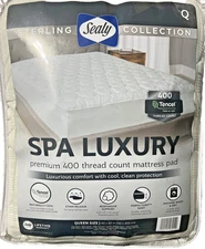 Sealy Sterling Collection Spa Luxury Premium 400 Thread Count Mattress Pad Queen