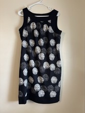 I.N. STUDIO Women’s Black Sleeveless Dress With Cream And Black Circles.  Sz 12