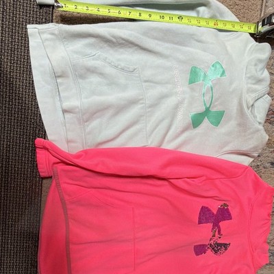 Lot Of 2 Youth Large Under Armour Hoodies Bright Pink And Light Blue