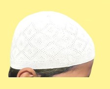 Set of 10 White Color Cotton Sufi Woven Muslim Prayer Caps Namaj Topi For Men