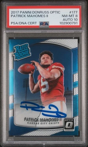 2017 Donruss Optic Patrick Mahomes PSA 8 Auto 10 Rated Rookie #177 DNA MVP RC
