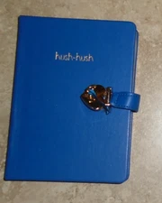 NEW Hush-hush Diary with Heart Shaped Lock & Key 296 Gold Edged Pages (Blue)