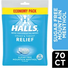 HALLS Relief Mountain Menthol Sugar Free Cough Drops Economy Pack 70 Drops 2pack