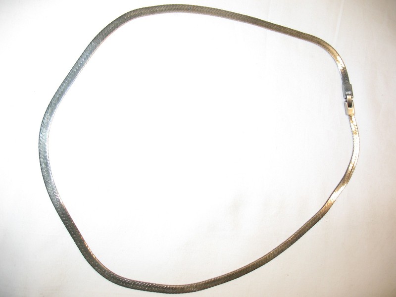 L@@K! Beautiful 24" Herringbone Italian Made Sterling Silver Sweetheart Necklace