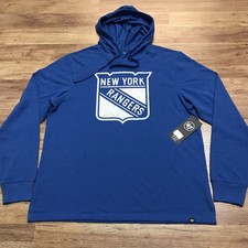MENS XL - NEW '47 Brand NHL New York Rangers Hockey Hoodie Shirt Blue