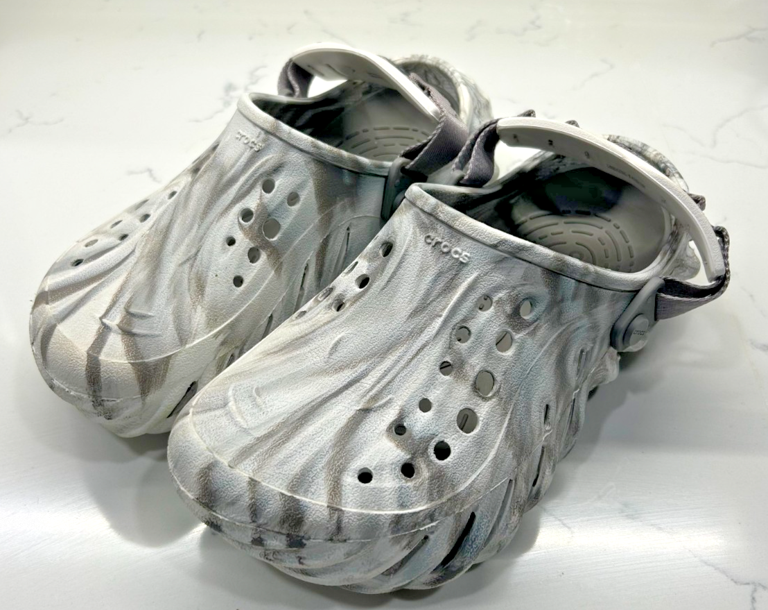 Crocs Echo Marbled Clog Gray White Slip On Casual Sandal Size M6  W8