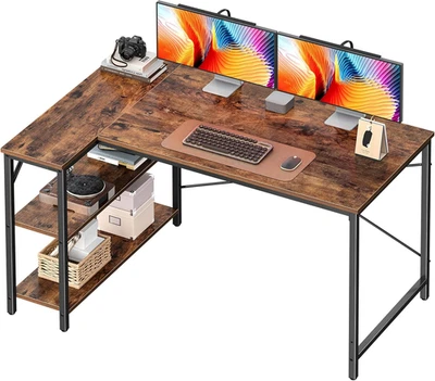 Escritorio De 120 Cm Con 2 Cajones Gancho Para Colgar Y Estante Mesa Escritorio Industrial Para Dormitorio Estudio Y Oficina Marrón