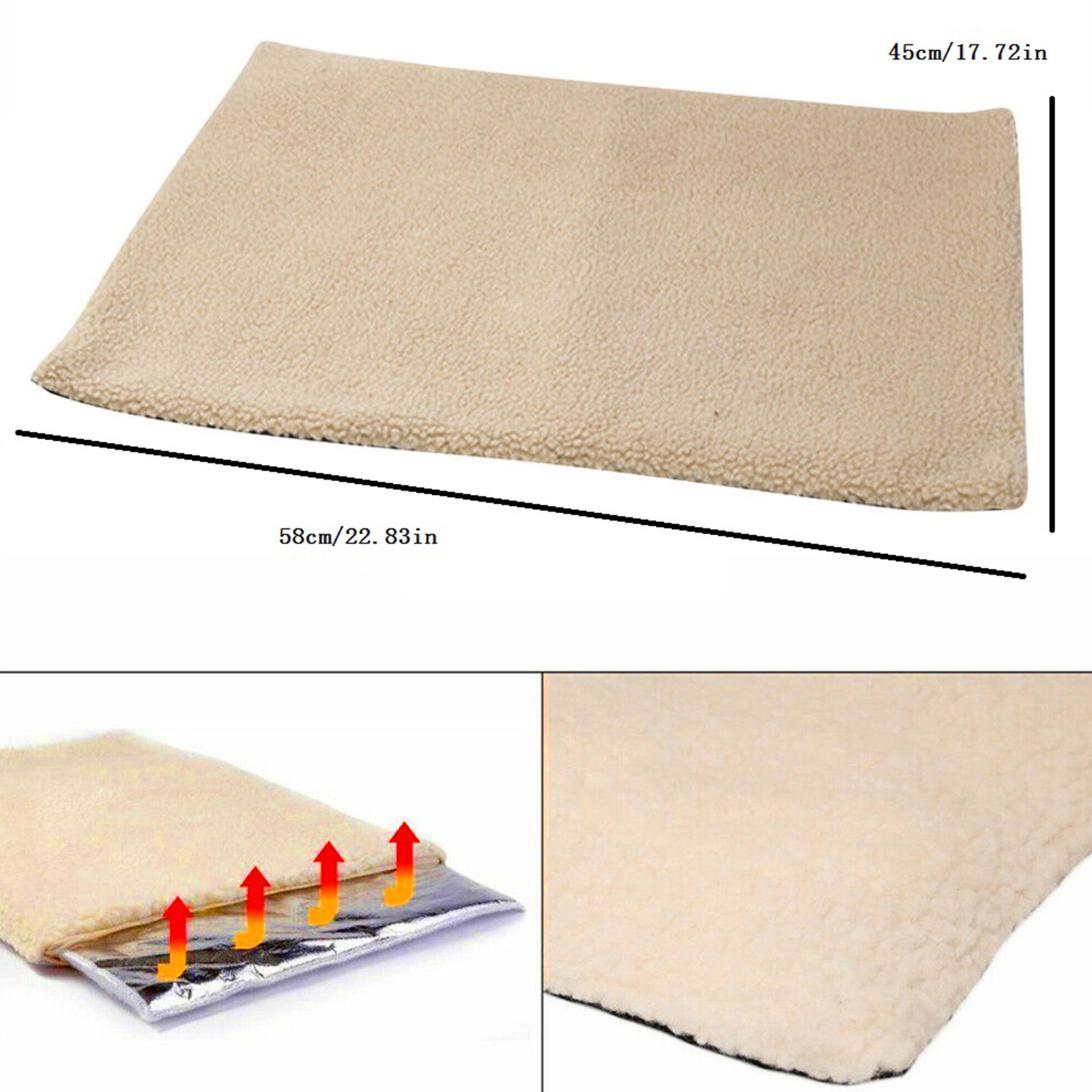 Self Heating Pet Blanket Pad Cat Dog Bed Soft Fleece Mat Warm Thermal