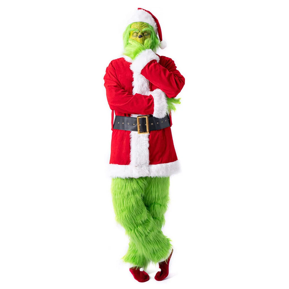 Adultos El Monstruo Verde Disfraz Navidad Papá Noel Cosplay Conjunto Regalos de Navidad Foto 3 de 4
