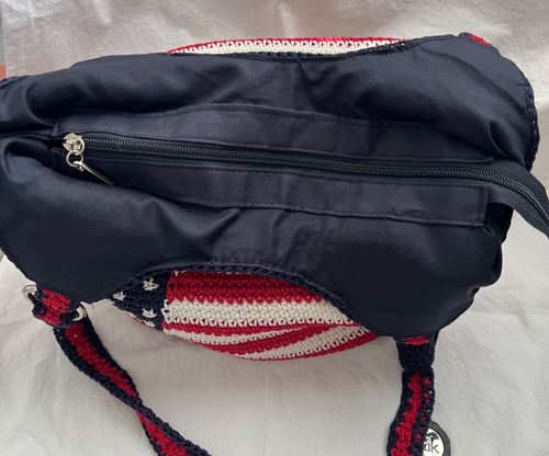 The Sak Ellis Hobo Bag American Flag Large Women's Purse Shoulder Tote Crochet - Picture 4 of 10