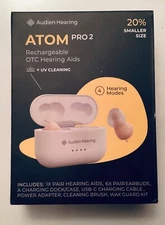 Audien ATOM PRO 2 Wireless Rechargeable OTC Hearing Aid - NEW - Free Shipping