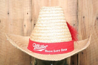 Vintage Feathered Miller High Life Band Straw Stomper Cowboy  display picture 2