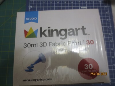 New NIB 30 bottles Studio Kingart 3D Fabric Paint 30 Vivid Colors