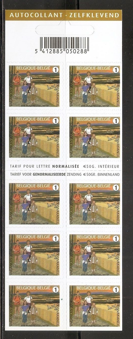 Belgium Summer Stamp - Hiking - Complete Booklet. Year 2008